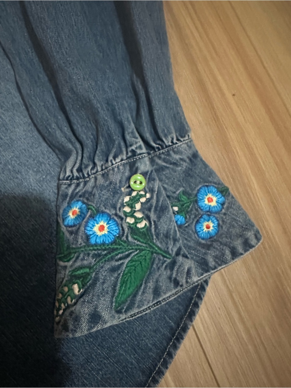 Embroidered Blue Denim Jacket - Picture 3 of 3